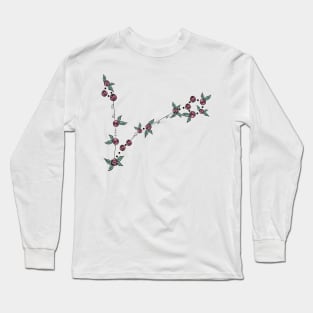 Pisces Zodiac Sign Constellation Roses and Hearts Doodle Long Sleeve T-Shirt